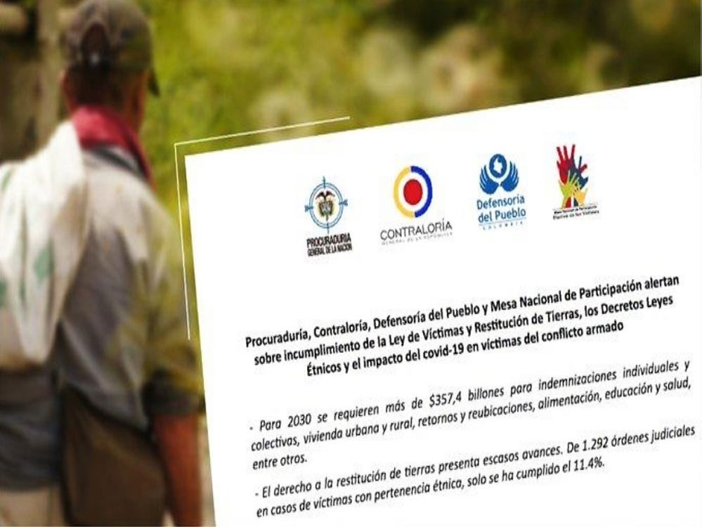 Procuraduría, Defensoría del Pueblo, Mesa Nacional de Participación y Contraloría se pronuncian por incuplimiento de ley de víctimas y restitución de tierras